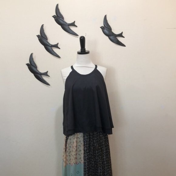 NEW!  MAIA BERGMAN  Hedda Tiered 100% Silk Top  - Black  - Size Large - Picture 4 of 4